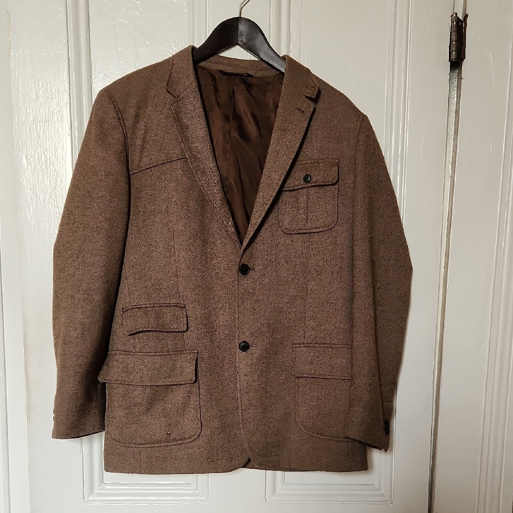 Perry Ellis Brown Tweed Blazer